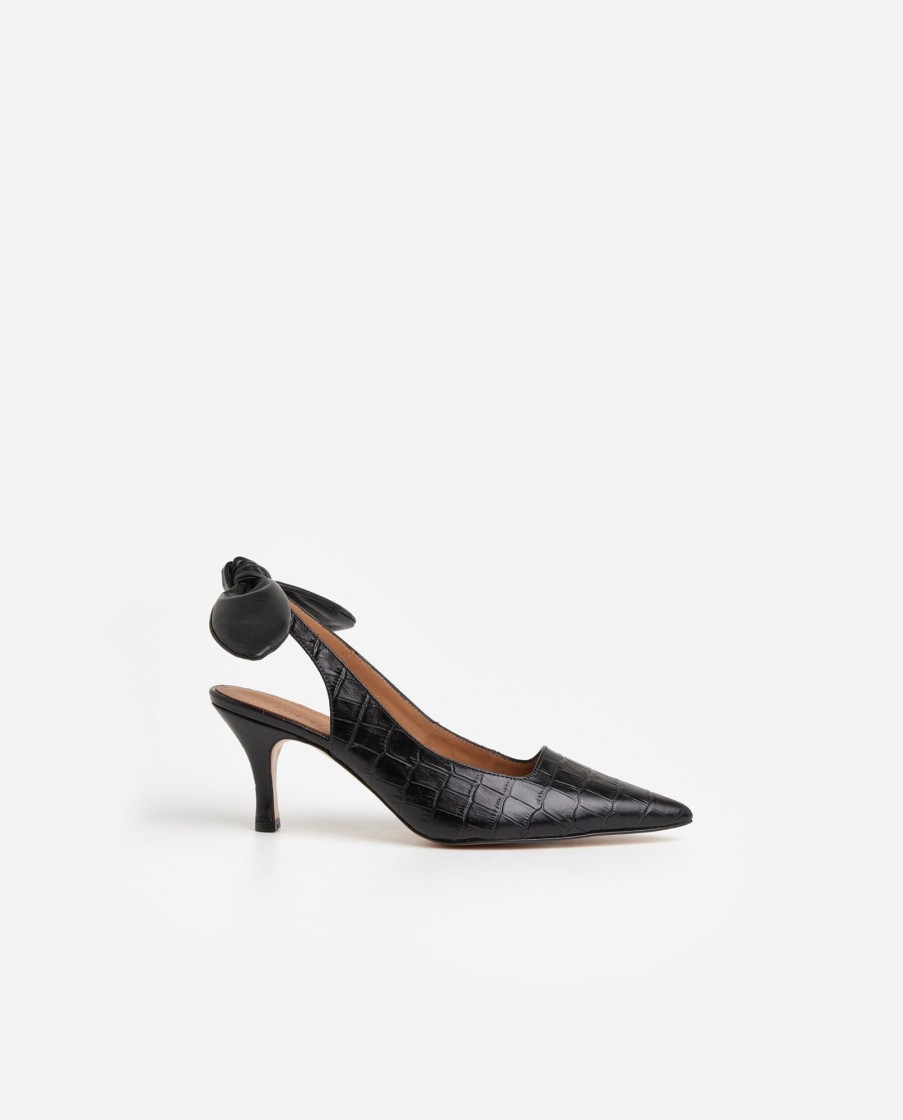 Sko Flattered | Franchesca Slojfe Laeder Sort Croco