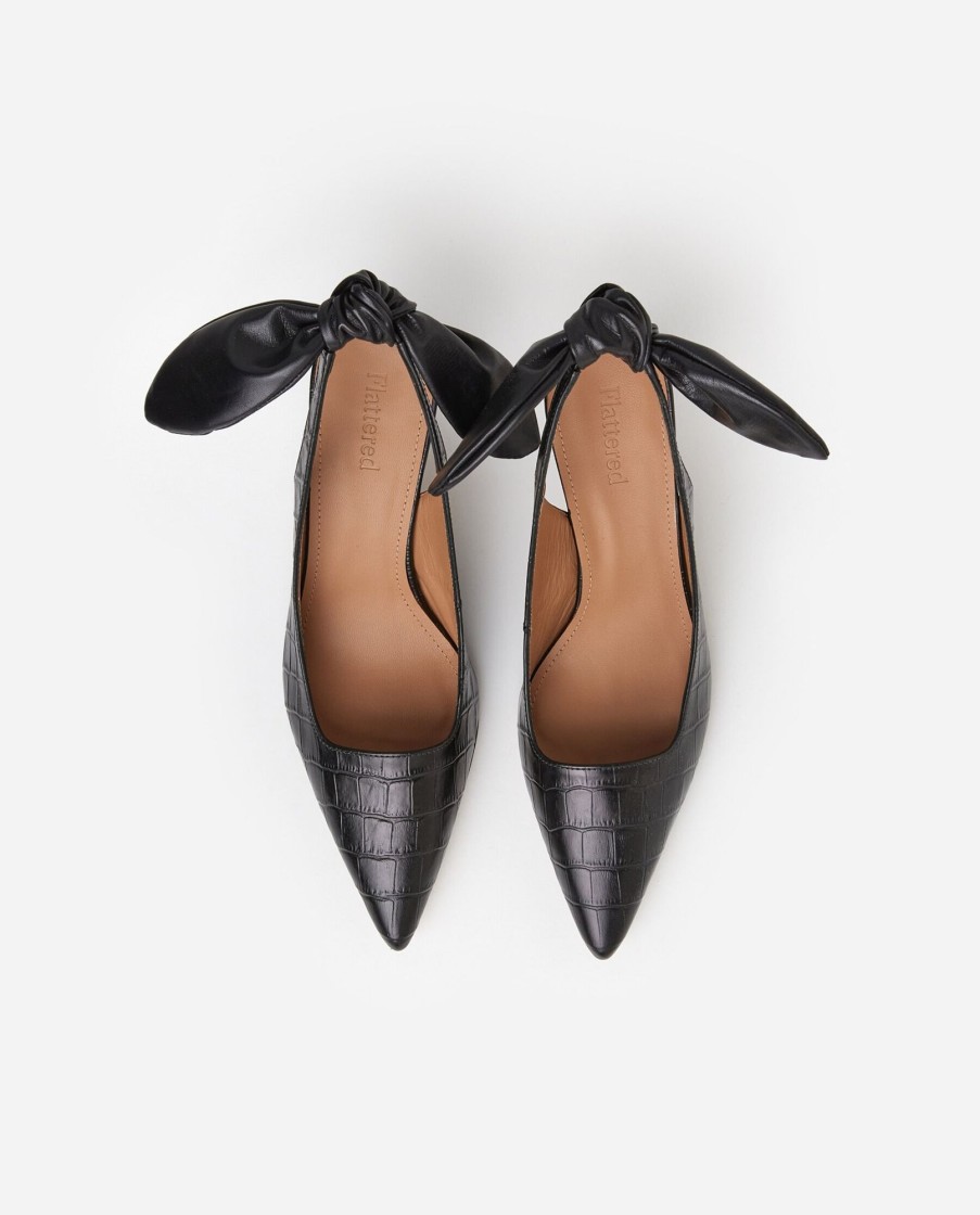 Sko Flattered | Franchesca Slojfe Laeder Sort Croco