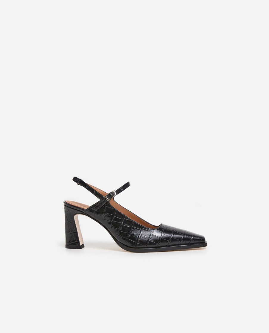 Sko Flattered | Alya Laeder Sort Croco